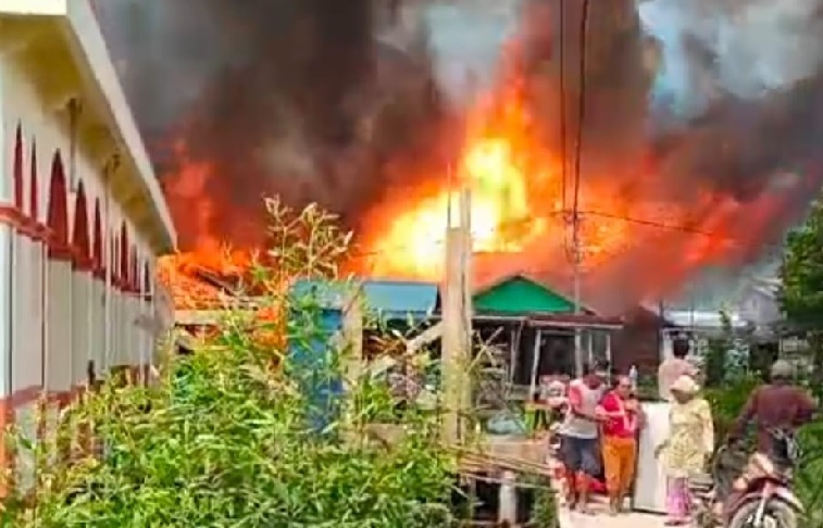 Kebakaran Hebat Terjadi di Sungai Dualap Tanjabbar