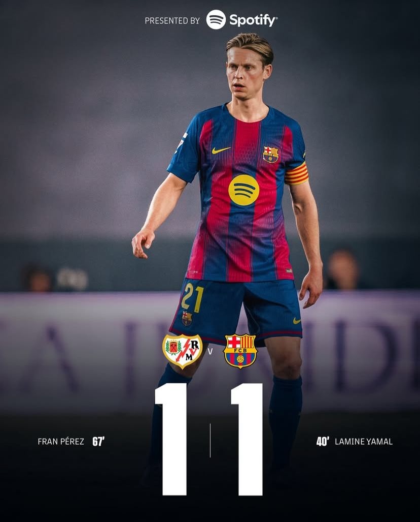 Raih 1 Poin, Barcelona Ditahan Imbang Rayo Vallecano 1-1