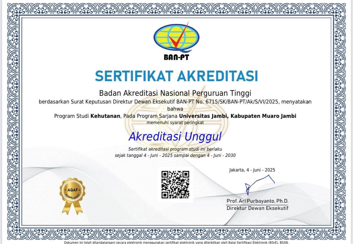 Prodi Kehutanan Universitas Jambi Raih Akreditasi Unggul dari BAN-PT