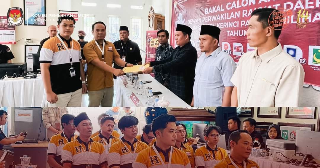 DPC Partai Hanura Kerinci Daftarkan Caleg ke KPU Kerinci, Optimis Capai Target