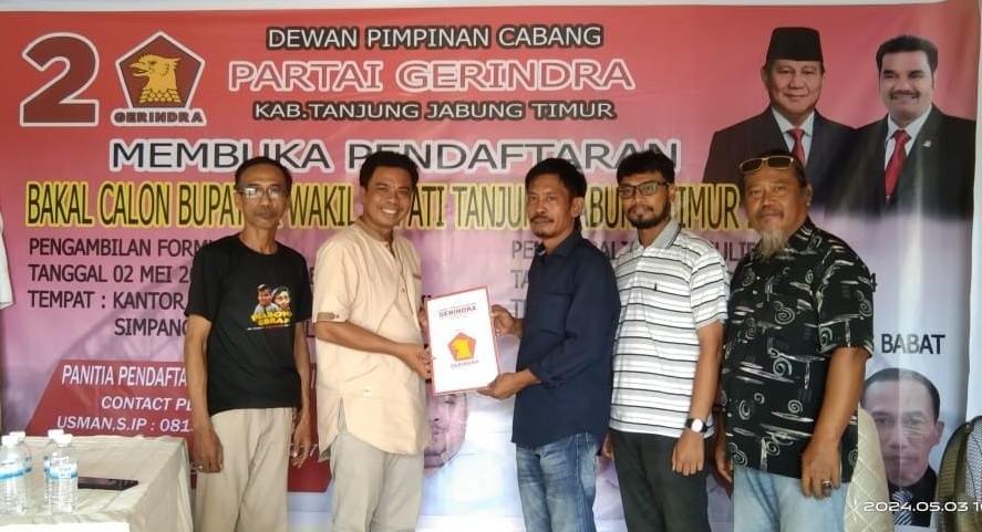 Maju di Pilbup Tanjabtim, Dillah Ambil Formulir Ke Gerindra