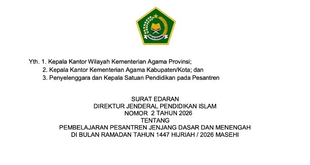 Berikut Panduan Teknis Pembelajaran Pesantren selama Ramadan 1447 H