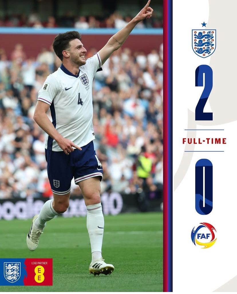 Hajar Andorra 2-0, Timnas Inggris Kokoh di Puncak Klasemen