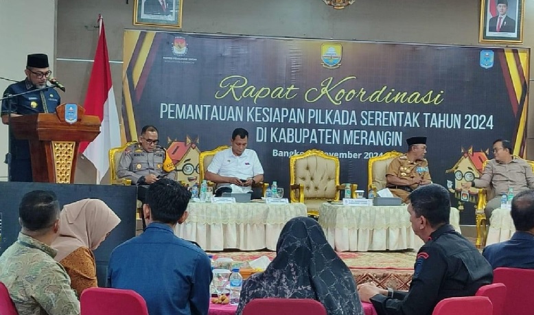  Rakor Kesiapan Pilkada Serentak 2024, Pj Bupati Merangin Dampingi Pjs Gubernur Jambi