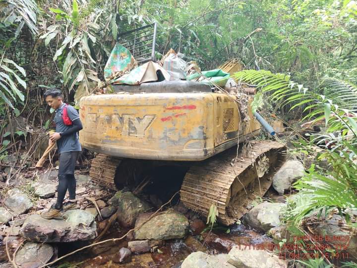 Razia PETI, Satu Unit Excavator Kembali Diamankan di Sungai Telang