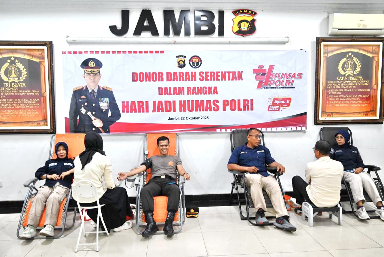 Polda Jambi Gelar Donor Darah dalam Rangka Hari Jadi Humas Polri ke 74