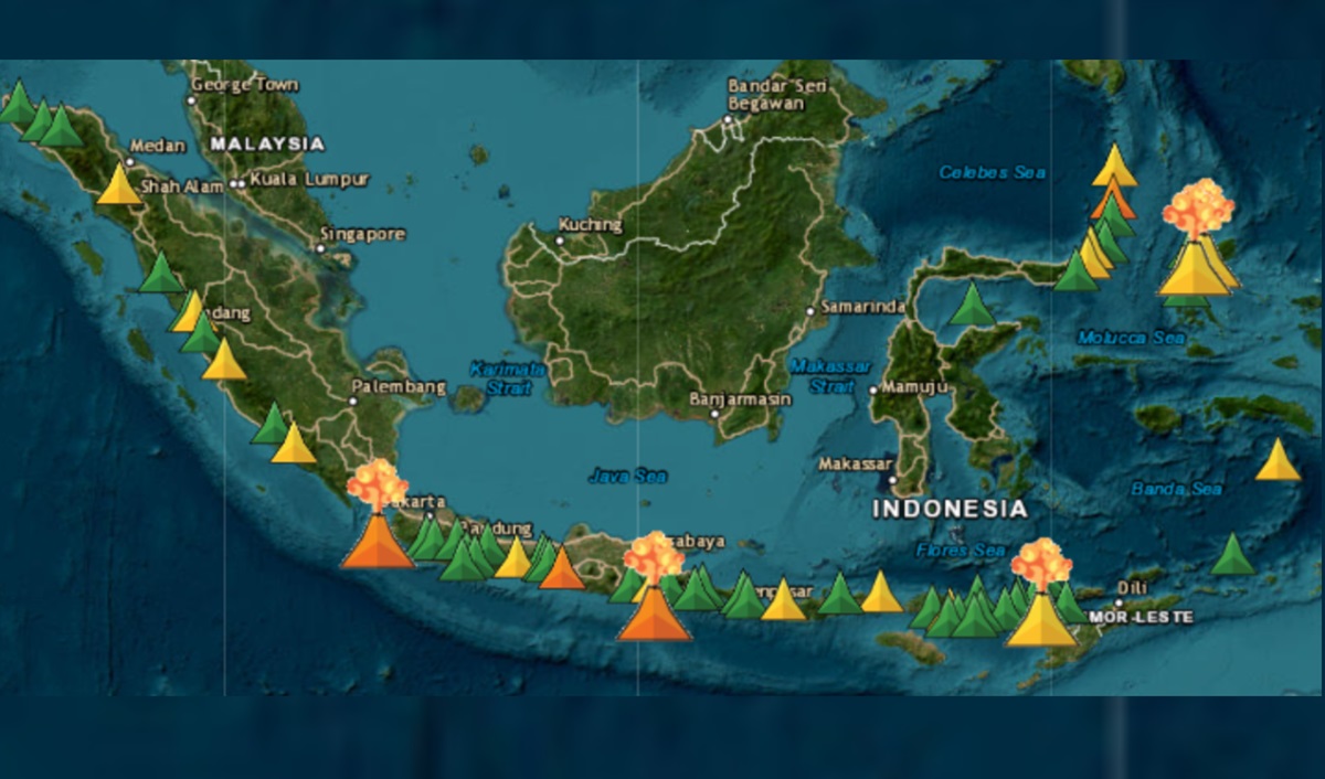 Update Daftar Gunung Api Status WASPADA di Sumatera Jawa Sulawesi NTT NTB dan Maluku