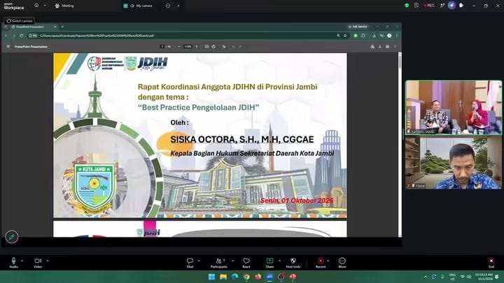 Perkuat Sinergi dan Kualitas Pengelolaan JDIH, Kanwil Kemenkum Jambi Gelar Rakor Anggota JDIHN
