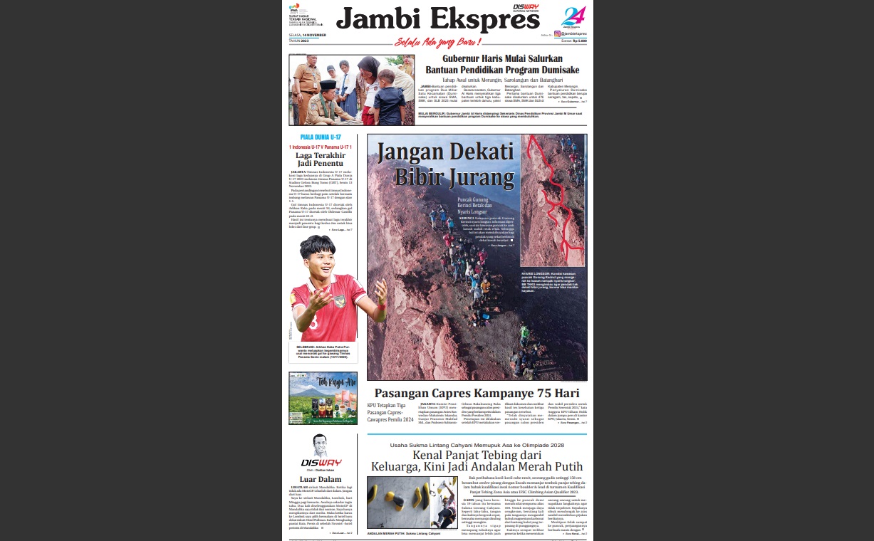 Baca Koran Jambi Ekspres Edisi Selasa 14 November 2023