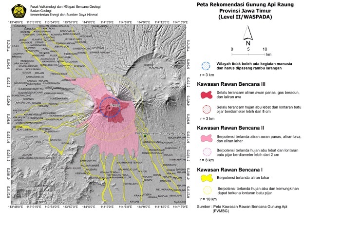 Status G. Raung Status Waspada, Dari Level I Menjadi Level II