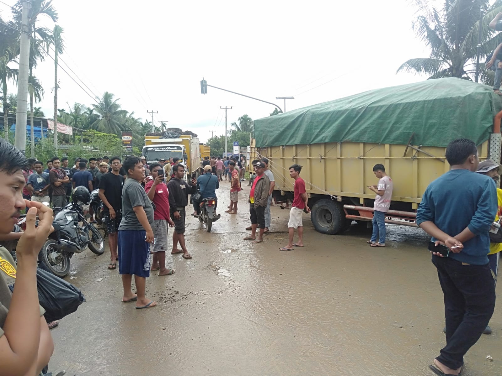 Penanganan Dinilai Lamban, Supir Truk Sawit Lakukan Aksi Tutup Jalan