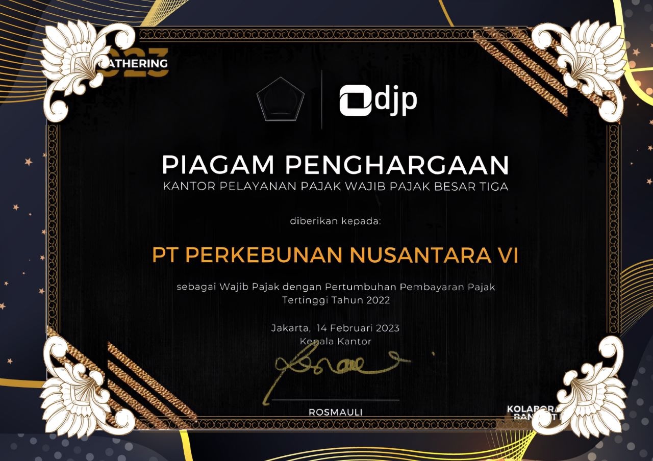 PTPN VI Terima  Penghargaan Pajak