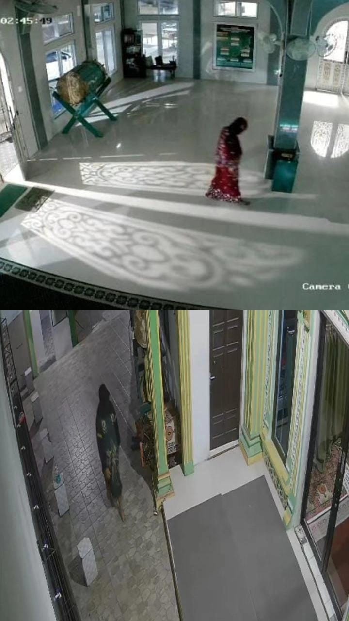 Pria Berkerudung Gasak Kotak Amal di Kota Jambi, Aksi Pelaku Terekam CCTV