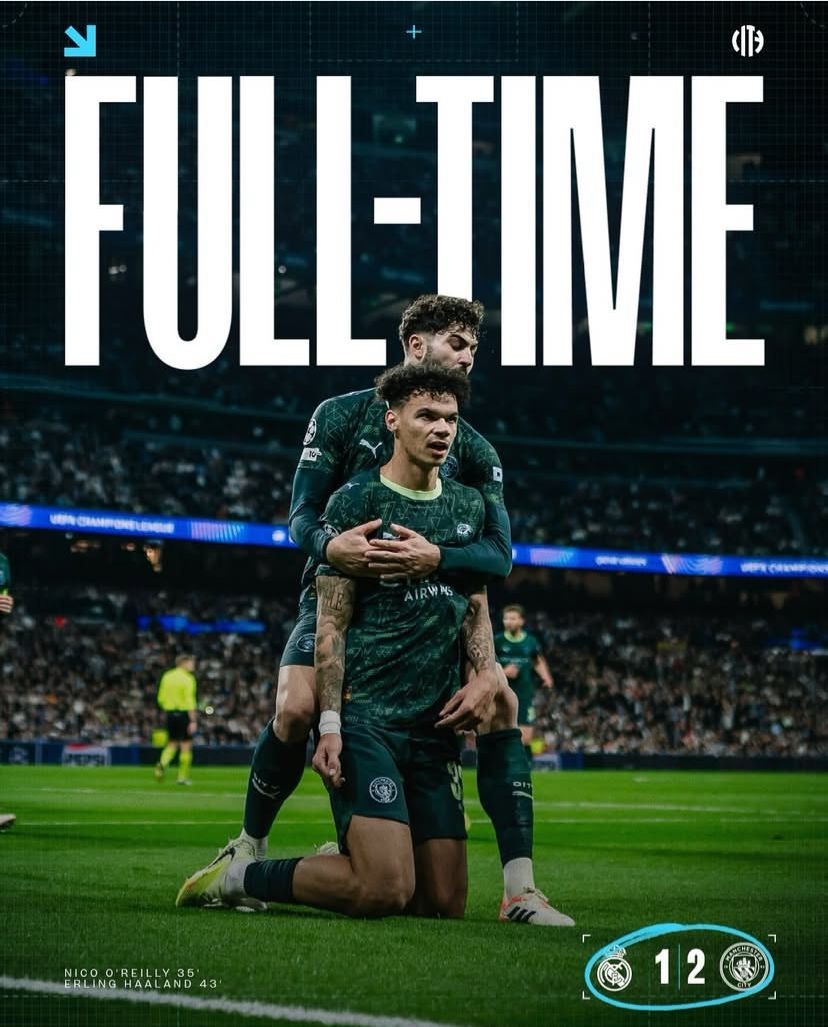 Laga di Santiago Bernabeu, Real Madrid Keok Dihajar Manchester City 2-1