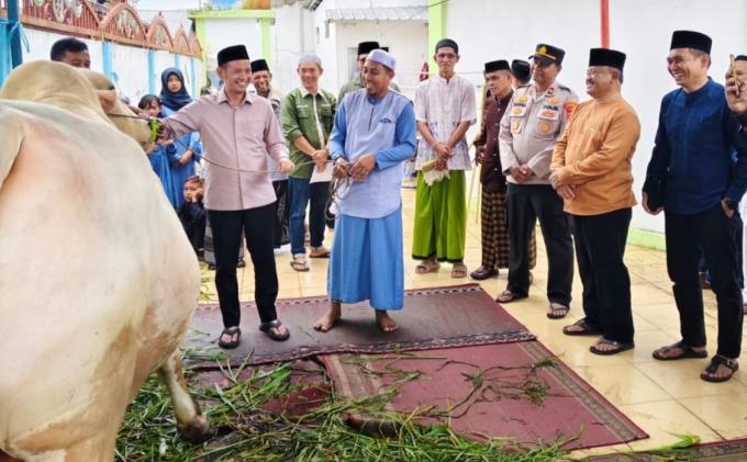 Wabup Muslimin Tanja Serahkan Sapi Kurban dari Presiden untuk Warga Mendahara