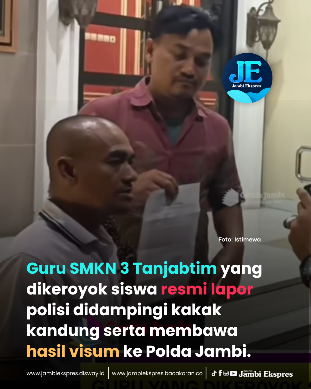 Guru yang Dikeroyok Siswa Resmi Lapor Polisi Bawa Hasil Visum 