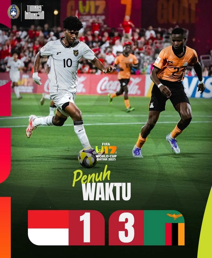Update Klasemen Grup H Piala Dunia U-17 2025, Kalah dari Zambia, Indonesia Peringkat Ketiga