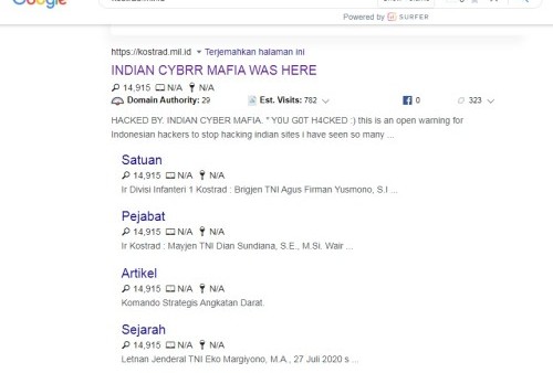 Begini Penampakan Website TNI AD yang Diserang Hacker India