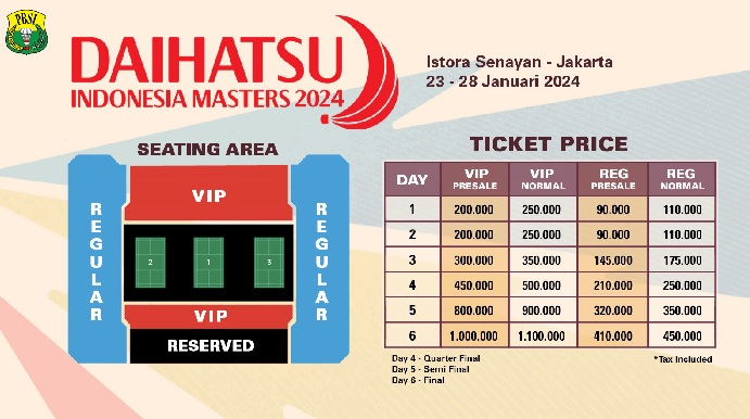 Siap-Siap Beli Tiket! Indonesia Masters 2024 Segera Dibuka, Ini Harga dan Cara Pembelian