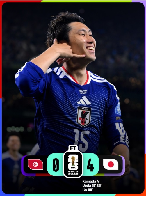 Jepang Bantai Tunisia 4-0, Ayase Ueda Cetak Dua Gol