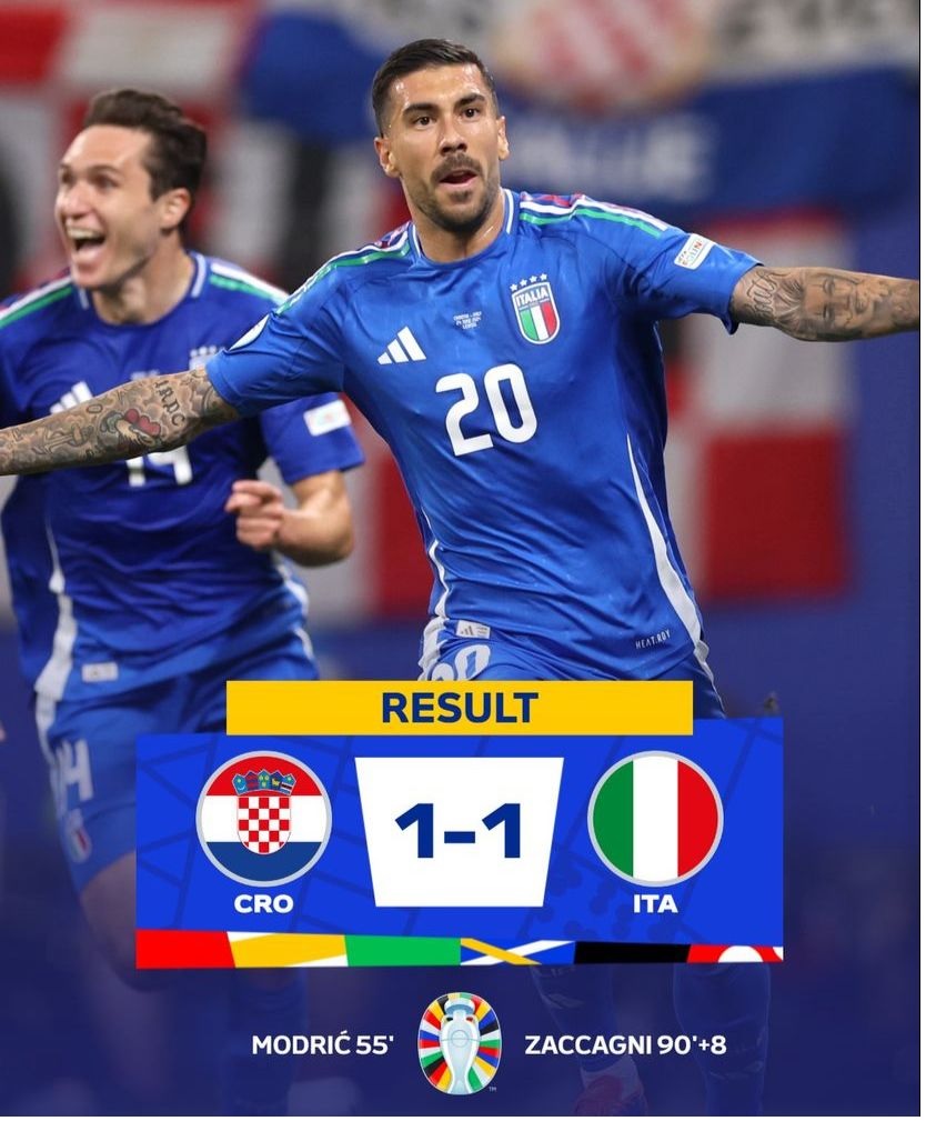 Dramatis! Samakan Kedudukan di Menit 90+8, Italia Lolos Babak 16 Besar