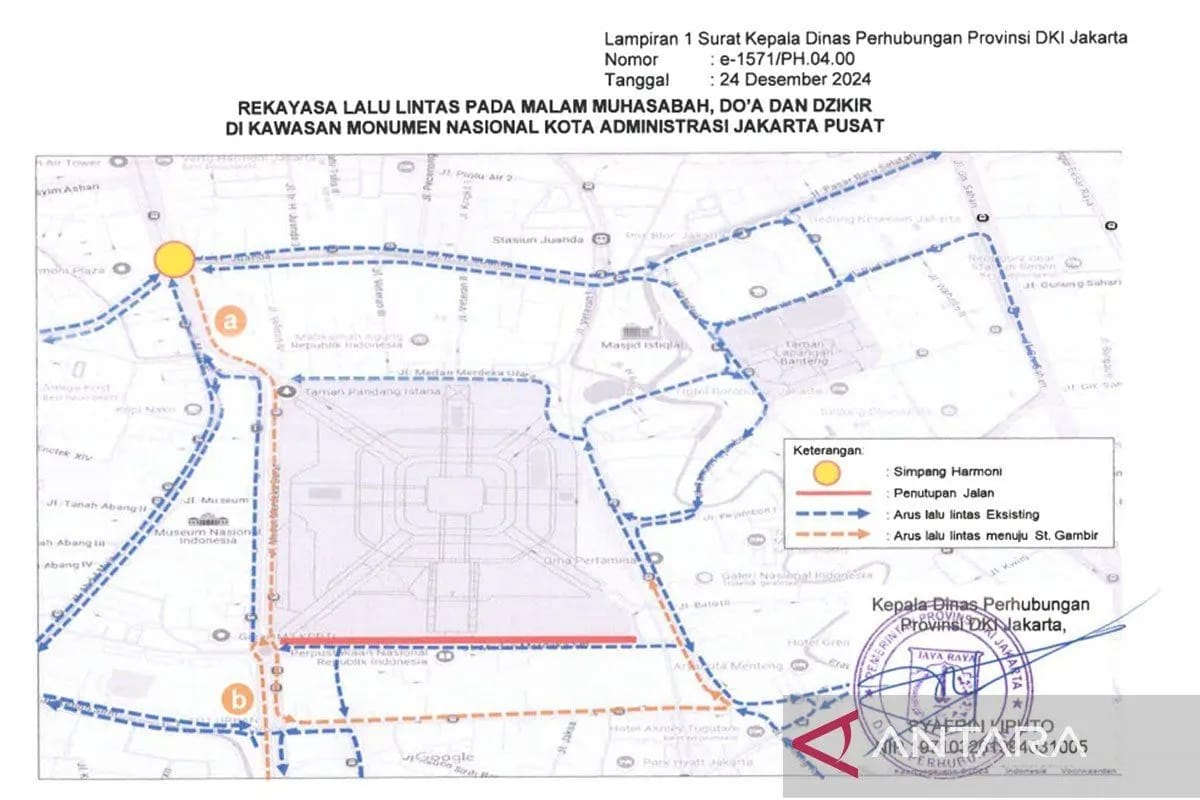 Begini Rekayasa Lalu Lintas di Sekitar Monas Pada Malam Muhasabah dan Doa