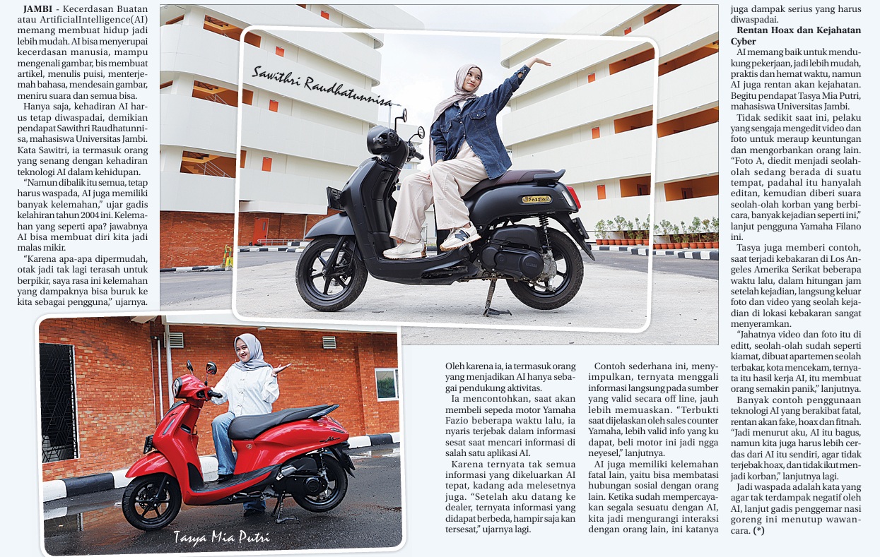 Dua Cewek Jambi Ini Ingatkan Waspada Dampak Kecerdasan Buatan AI 