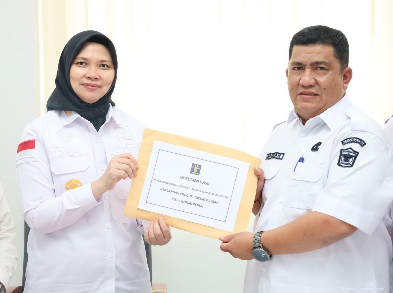 Selaraskan Aturan Daerah, Kanwil Kemenkum Jambi Gelar Harmonisasi Rancangan Perwako Sungai Penuh