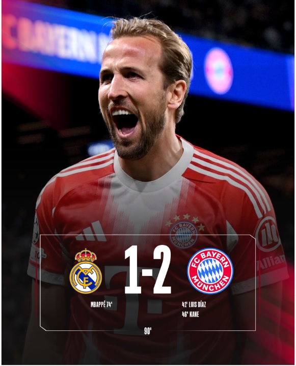 Bayern Munchen Sikat Real Madrid 2-1, Harry Keane dan Luis Diaz Cetak Gol