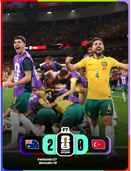 Hajar Turki 2-0, Australia Raih Poin Sempurna