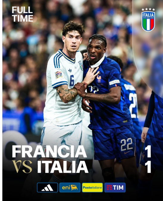 Prancis v Italia Berakhir Imbang 1-1, Les Bleus Tahan Gli Azzurri Meski Main dengan 10 Pemain