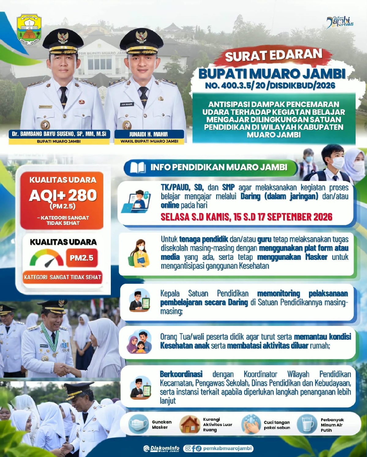 Kualitas Udara Memburuk, Siswa di Muaro Jambi Kembali Belajar Daring