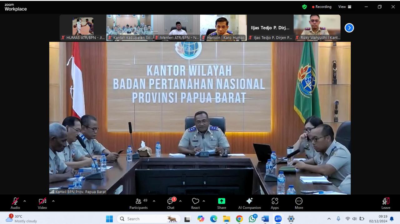 Beri Pengarahan ke Kanwil BPN Provinsi Papua Barat dan Sumatra Barat, Menteri Nusron Tekankan Perbaikan