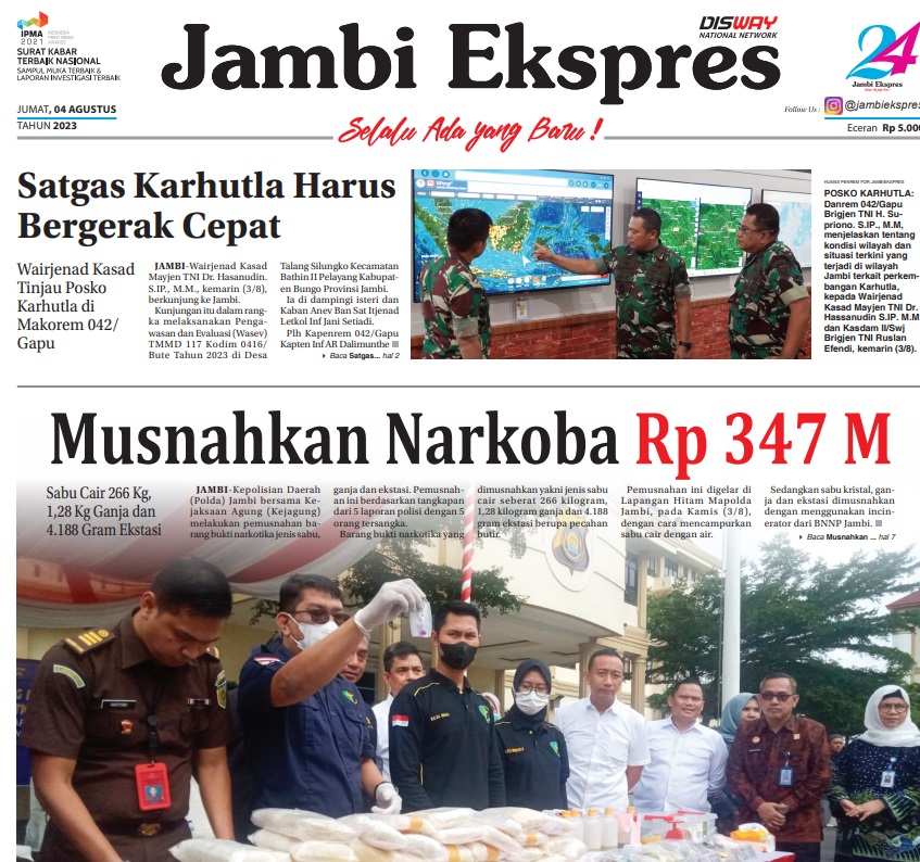 Baca Koran Jambi Ekspres Edisi Jum’at 04 Agustus 2023