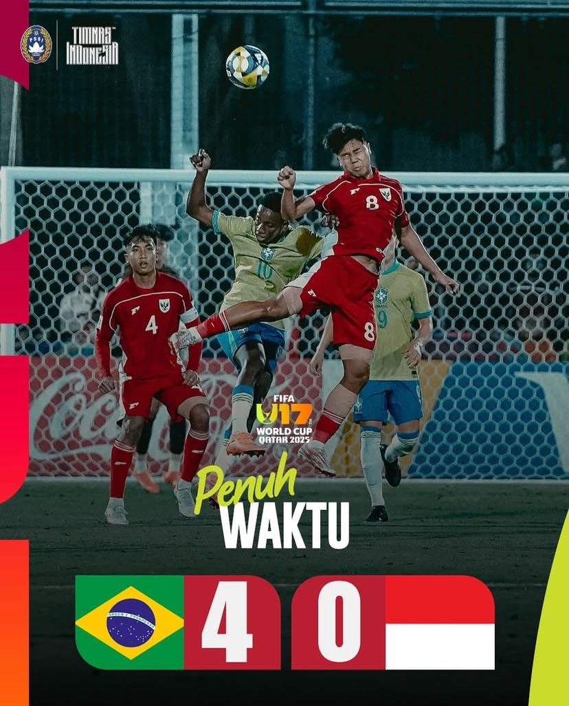Kalah 4-0 dari Brasil, Berikut Klasemen Timnas Indonesia Grup H 