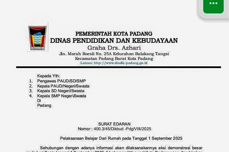 Antisipasi Gangguan Keamanan, Padang Terbitkan SE Pembelajaran Daring