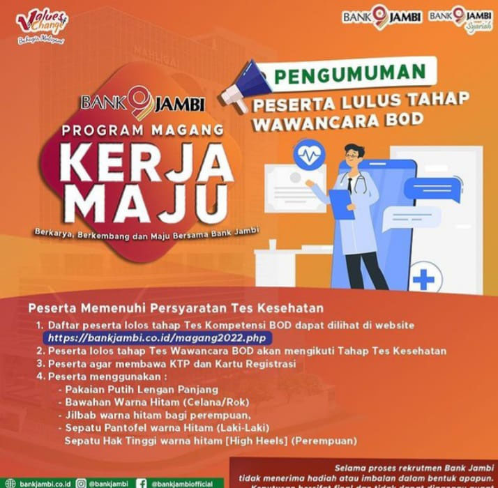 Program Magang Bank Jambi Kolaborasi dengan BPKP, TNI/Polri
