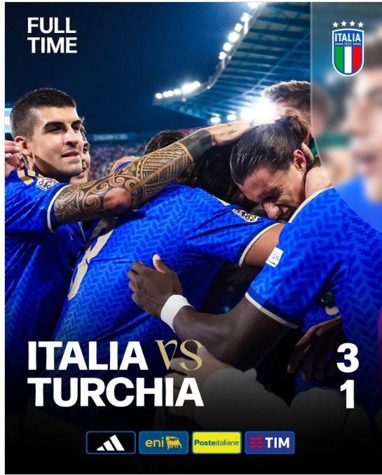 Bungkam Turki 3-1, Italia Meringkak ke Posisi Kedua Klasemen UEFA Nations League