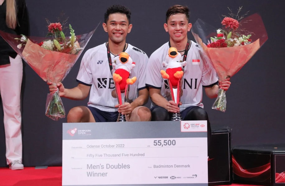 Tumbangkan Minions, Fajar/Rian Juara Denmark Open 2022