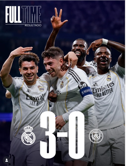 Real Madrid Sikat Manchester City 3-0, Valverde Borong Tiga Gol