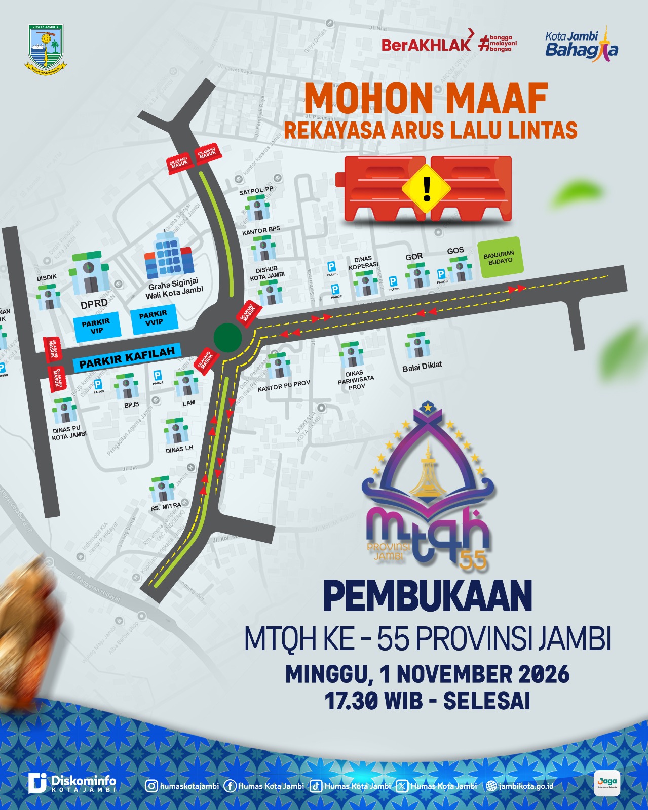Pemkot Jambi Ajak Warga Sukseskan MTQH ke-55 Tingkat Provinsi Jambi, Simak Rekayasa Lalu Lintasnya