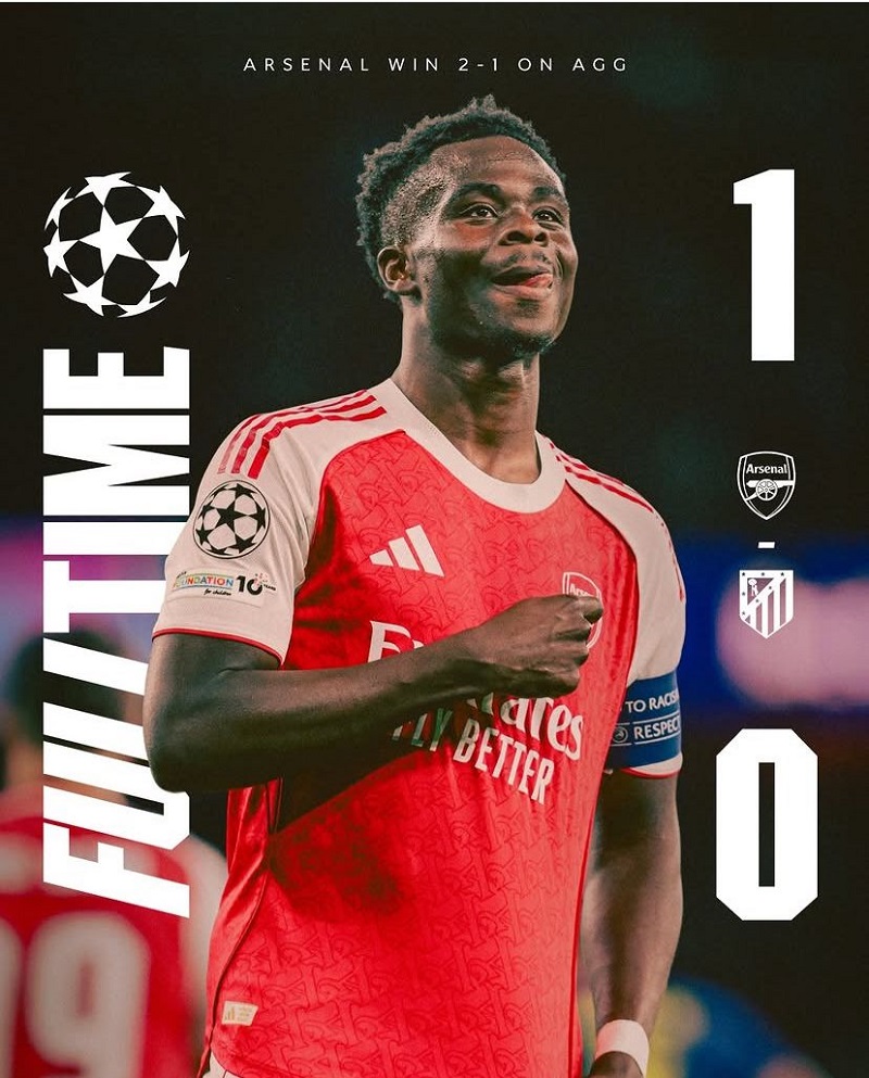 Tumbangkan Atletico Madrid 1-0, Arsenal Tembus Final Liga Champions