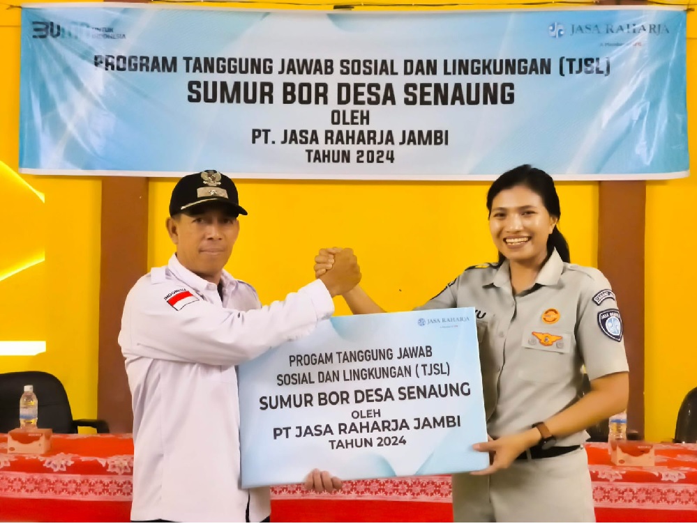 Penyaluran TJSL Sumur Bor Air Bersih Desa Senaung Kabupaten Muaro Jambi