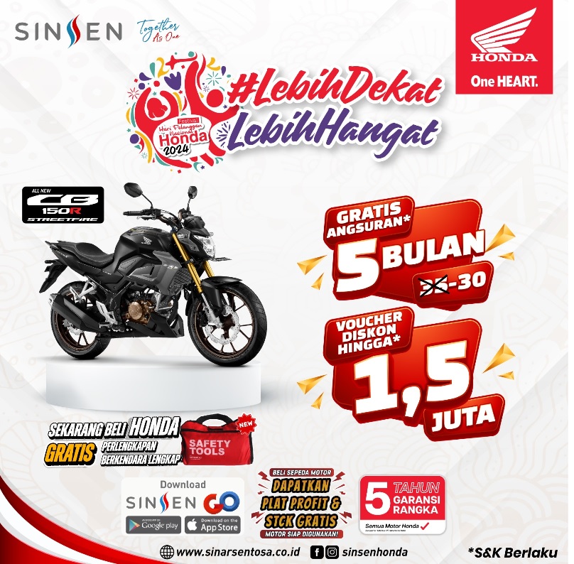 Beli All New Honda CB150R Streetfire, Dapatkan Diskon dan Potongan Angsuran