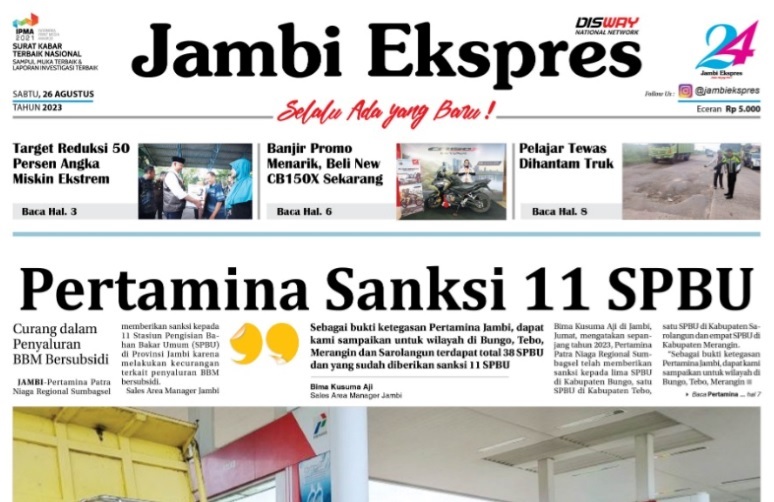Baca Koran Jambi Ekspres Edisi Sabtu 26 Agustus 2023   
