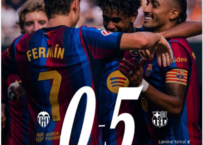Barcelona Hancurkan Valencia 5-0, Semakin Kokoh di Puncak Klasemen LaLiga