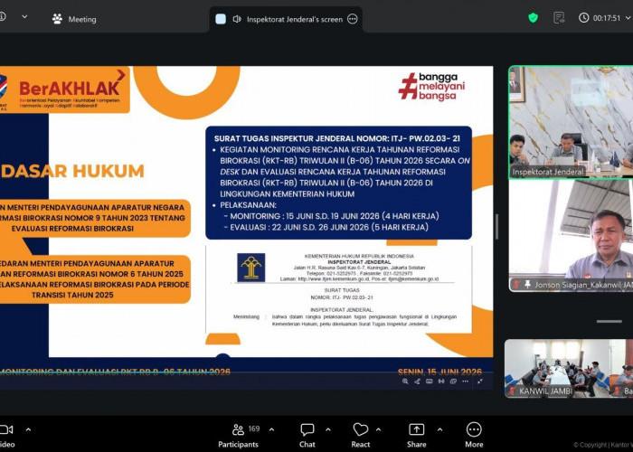 Kanwil Kemenkum Jambi Entry Meeting Pelaksanaan Monitoring dan RKT RB Triwulan II (B-06) Tahun 2026