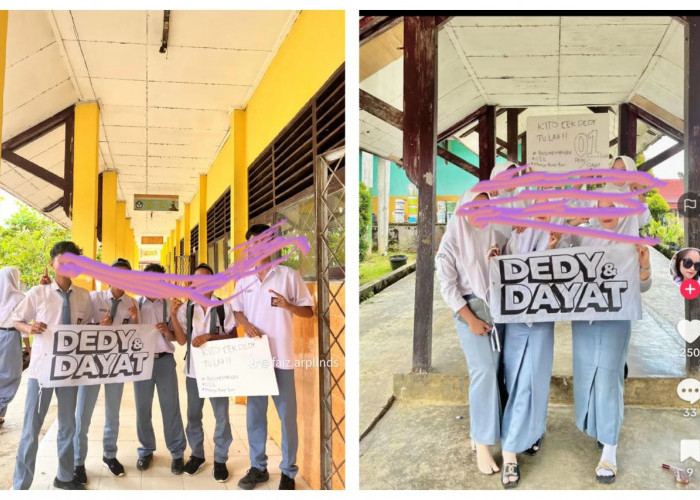 Viral di Medsos Siswa Bawa Poster Tulisan Dedi - Dayat di Lingkungan Sekolah, Bawaslu Diminta Turun Tangan 