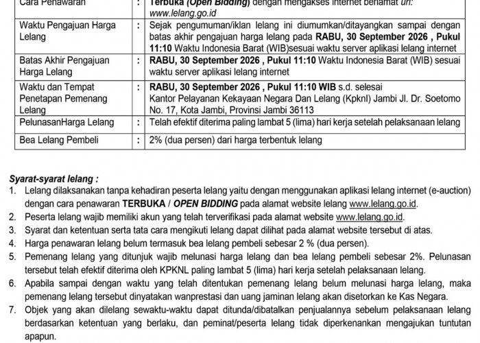 PENGUMUMAN KEDUA LELANG EKSEKUSI HAK TANGGUNGAN BRI Debitur Atas Nama CV STARCOM