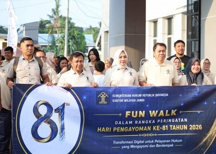 Bangun Semangat dan Kebersamaan, Kanwil Kemenkum Jambi Gelar Fun Walk Hari Pengayoman Ke-81 Tahun 2026